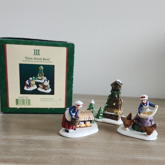 Department 56 III Three French Hens 12 Days of Christmas Dickens Village #58378 - Picture 1 of 10